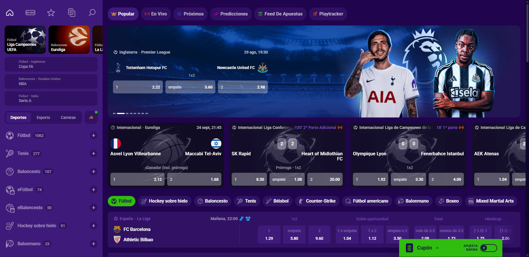 Apuestas deportivas y eSports en LiraSpin Casino